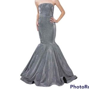 Barbie Long Mermaid Strapless Dark Gray Formal Prom Dress Size XL